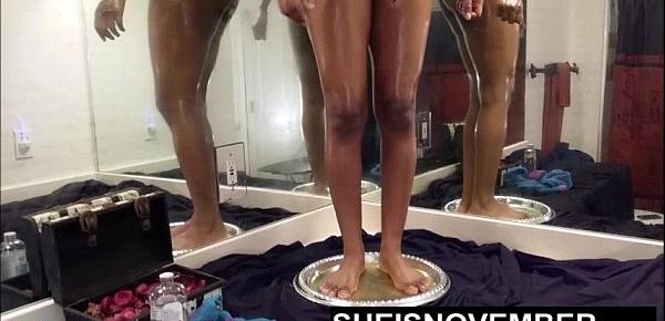  Pissing BBW Slut Standing On Bathroom Counter Peeing Naked Shaking Big Boobs POV